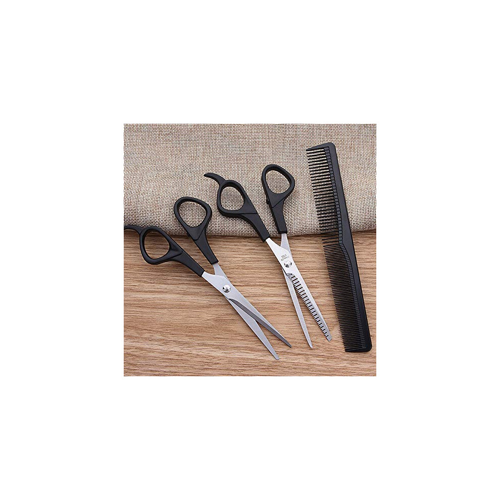 Professional Hair Cutting and Thinning Scissors Set with Comb, Ergonomic Thumb Rest, 17cm Salon Kit