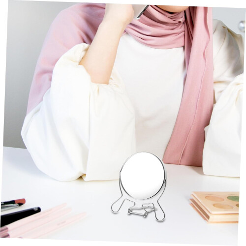 Makeup Mirror DoubleSided Rotating Vanity Mirror with Adjustable Angles and Durable Metal Base 2