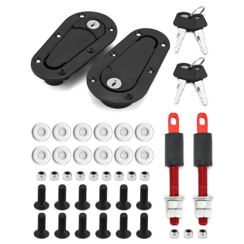 Universal Racing Car Hood Pin Kit with Quick Release Lock, Flush Mount RustResistant Design