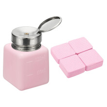 120ml Alcohol Dispenser Bottle with LeakProof Pump and 200 Lint Nail Wipes, Pink