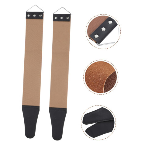 2pcs DoubleSided Leather Razor Strop for Professional Barber and Home Sharpening Use 1