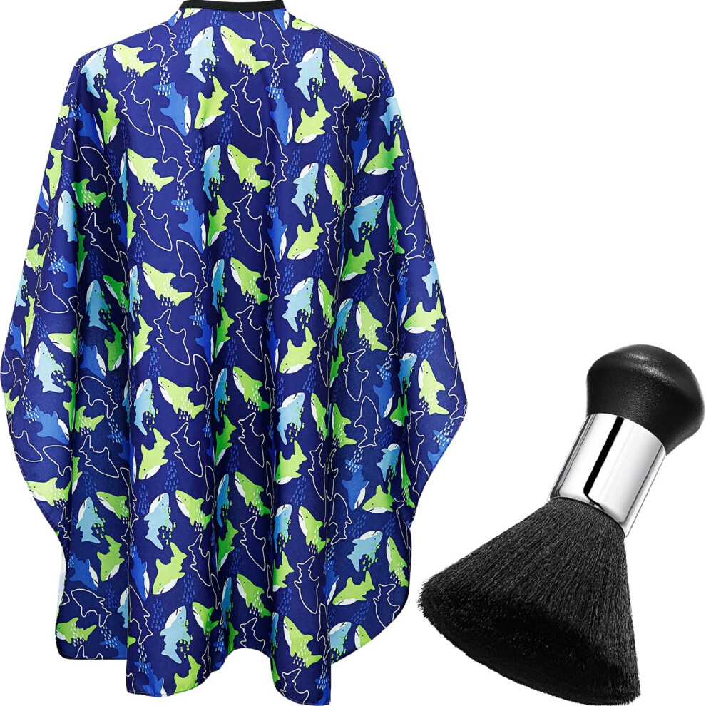 Kids Haircut Cape with Neck Duster Brush, Waterproof Adjustable Dolphin Design for Children