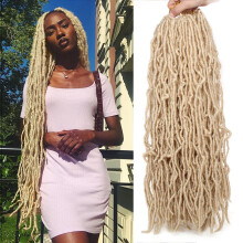 18 Inch Blonde Faux Locs Hair Extensions, PreLooped Crochet Braids, Heat Restylable, 7 Packs