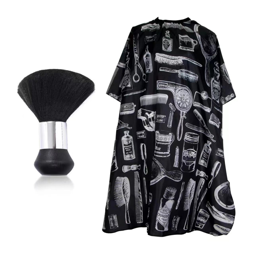 Barber Cape with Hair Brush, Waterproof AntiStatic Hair Cutting Cape for Salon and Home Use