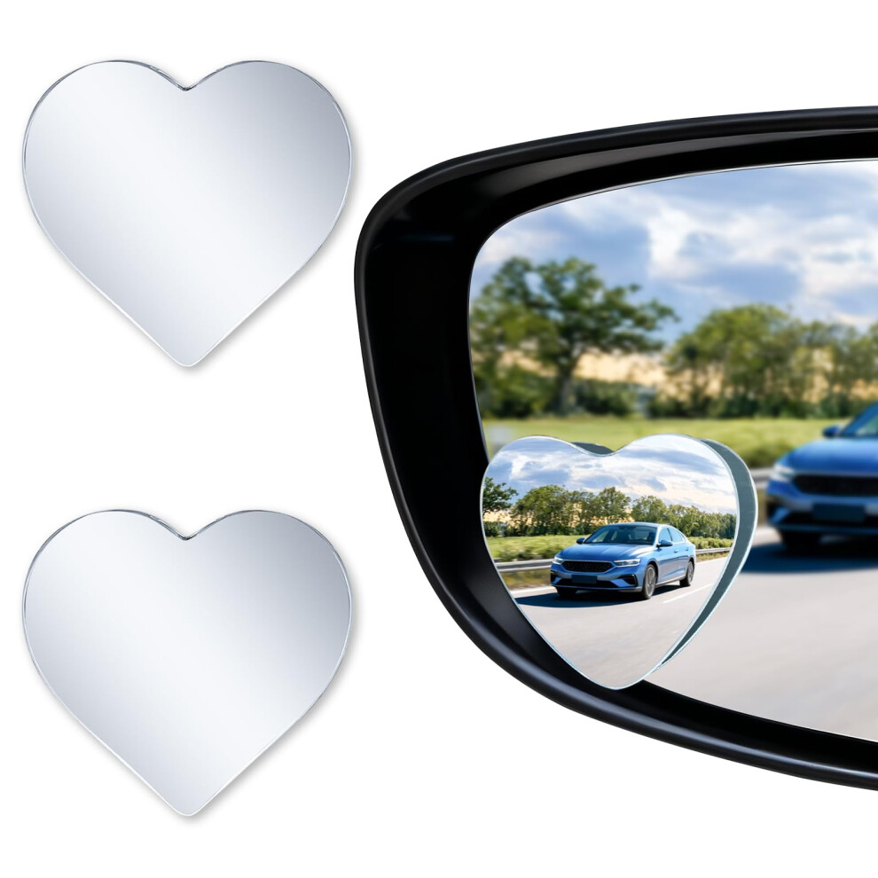 Heart Shaped Blind Spot Mirrors 360 Adjustable Waterproof Wide Angle Convex Rear View For Cars Suv Trucks Pack Of 2 9053599061960