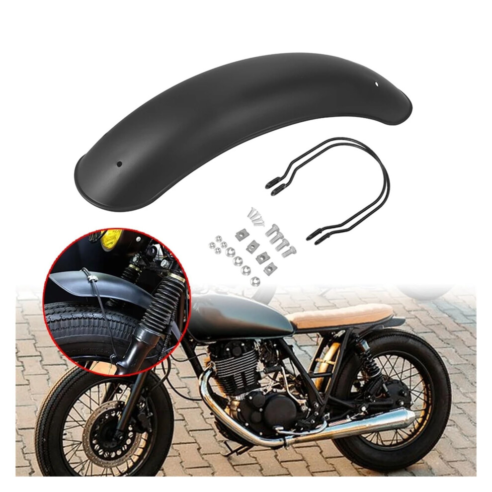 Universal Motorcycle Front Fender Mudguard With Rain Splash Protection For Harley Yamaha Suzuki Cafe Racer Black 9455672726979