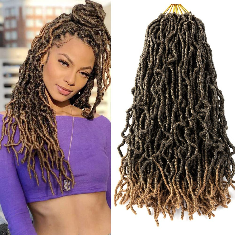 Unisex 14 Inch Prelooped Crochet Hair Extensions 1B/27 Synthetic Locs For Natural Protective Styling