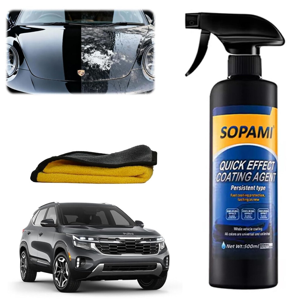 Car Coating Spray Scratch And Shine Hydrophobic Ceramic Car Wax Waterless Wash Kit With Towel Light 9053599062196