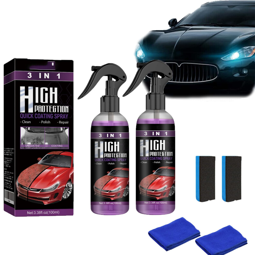 3In1 Ceramic Coating Spray For Cars, Scratch Remover And Longlasting Paint Protection 2Pcs 9455672727648