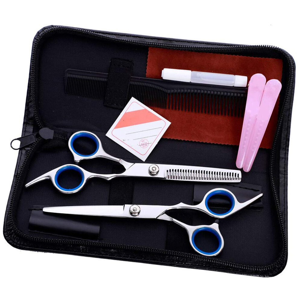 Hair Cutting Scissors Set with Leather Pouch, Professional Hairdressing Scissors for Salon and Home Use