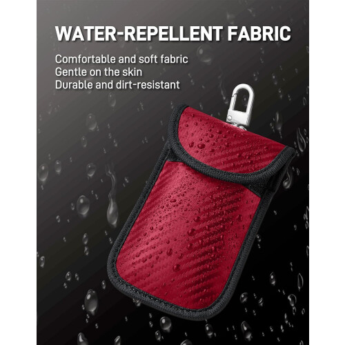 Faraday Key Fob Protector 2 Pack with RFID Signal Blocking Protection AntiTheft Case Red 2