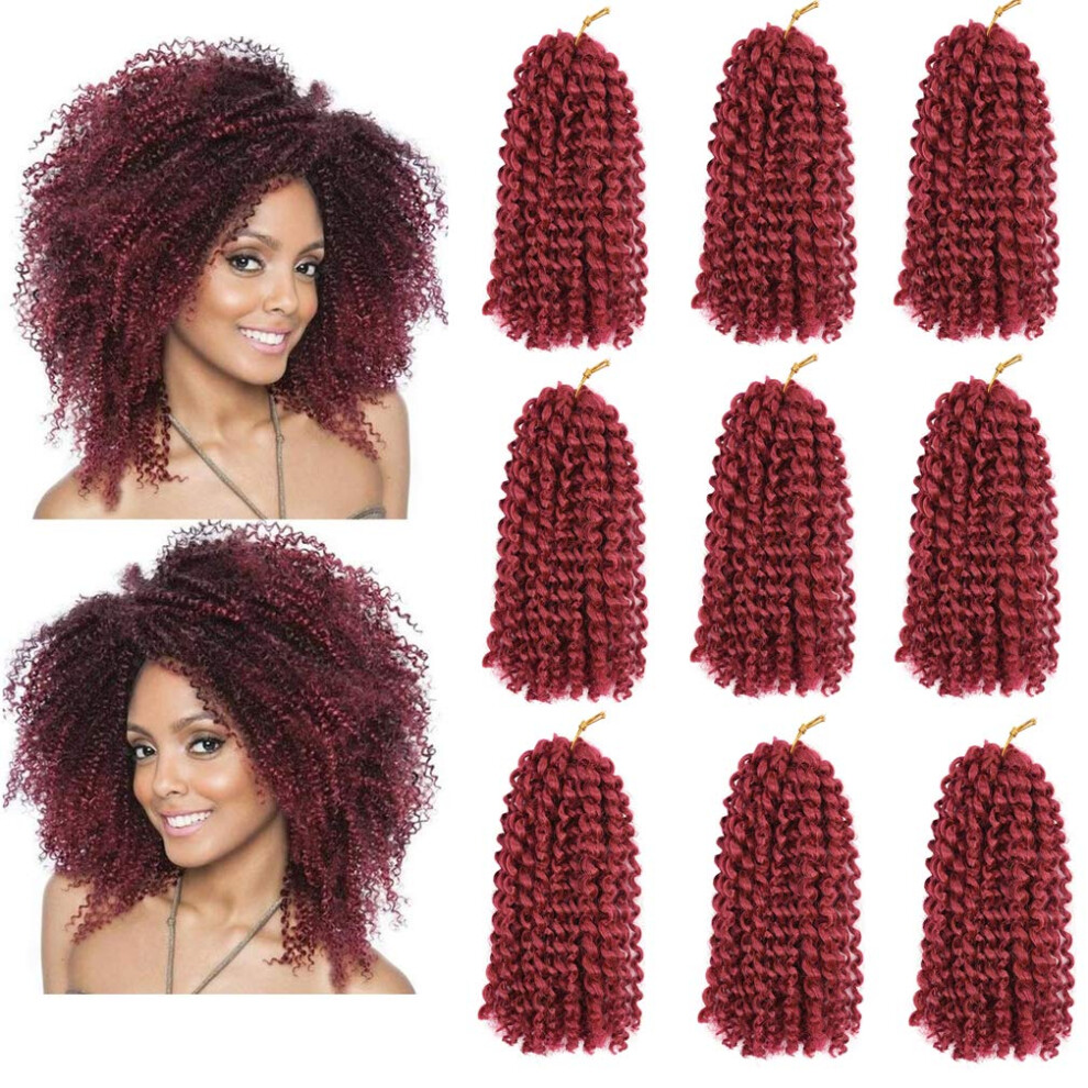 Unisex Black 8 Inch Kinky Curly Crochet Braids Hair Extensions, Ombre Synthetic Marlybob For Women