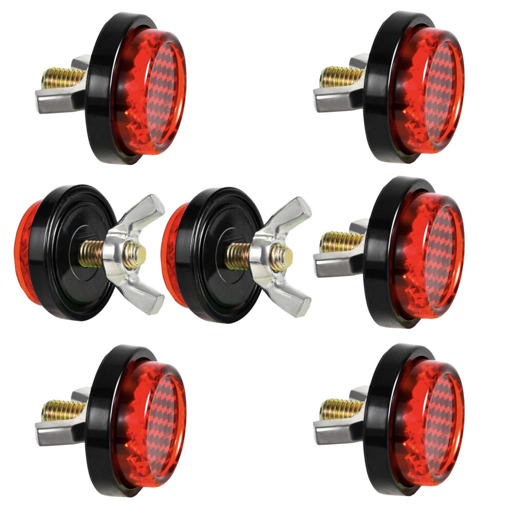 6Pcs Reflective Motorcycle License Plate Bolts And Nuts With Visibility Round Design For Bikes Red 9455672728294