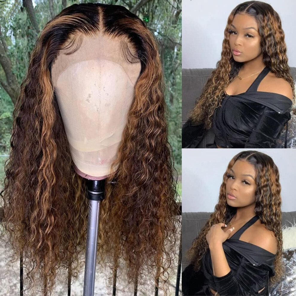 Unisex 13X4 Lace Front Brazilian Human Hair Wig Highlight Ombre Honey Blonde Bob Glueless Pre Plucked