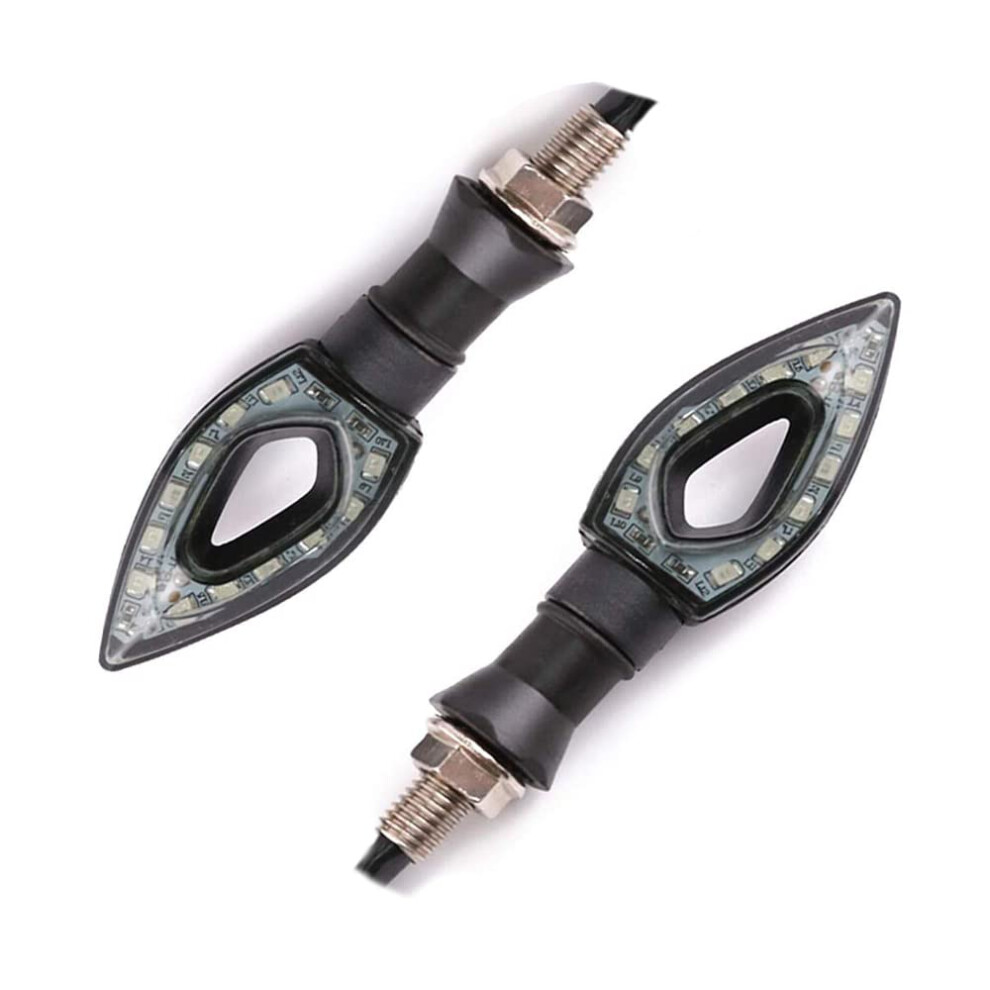 Universal 12V Motorcycle Led Turn Signals With Lens Indicator Lights Pair Blue/Amber 9113335682993