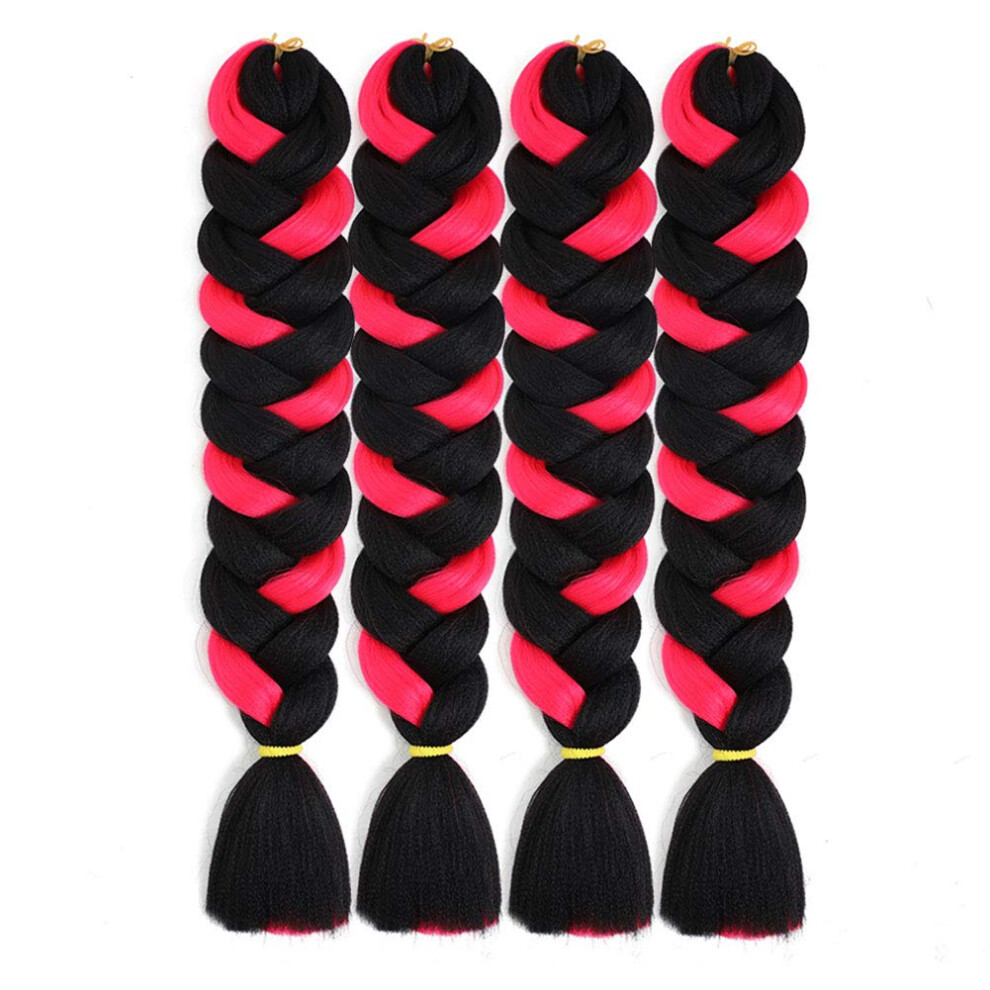 Unisex Pink 82 Inch Jumbo Braiding Hair Extensions 165G Ombre Synthetic Yaki Straight Tangle 850
