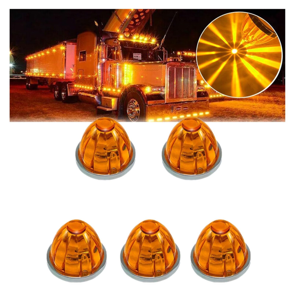5 Pcs Led Watermelon Marker Lights For Semi Trucks, 1224V Ip65 Waterproof Lamps Orange 9455672728485