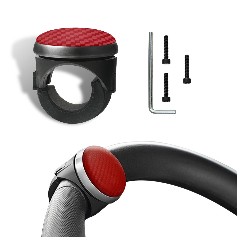 Universal Steering Wheel Spinner Knob With 360 Smooth Rotation And Carbon Fiber Texture For Cars Trucks Suvs Tractors Red 9053599063674