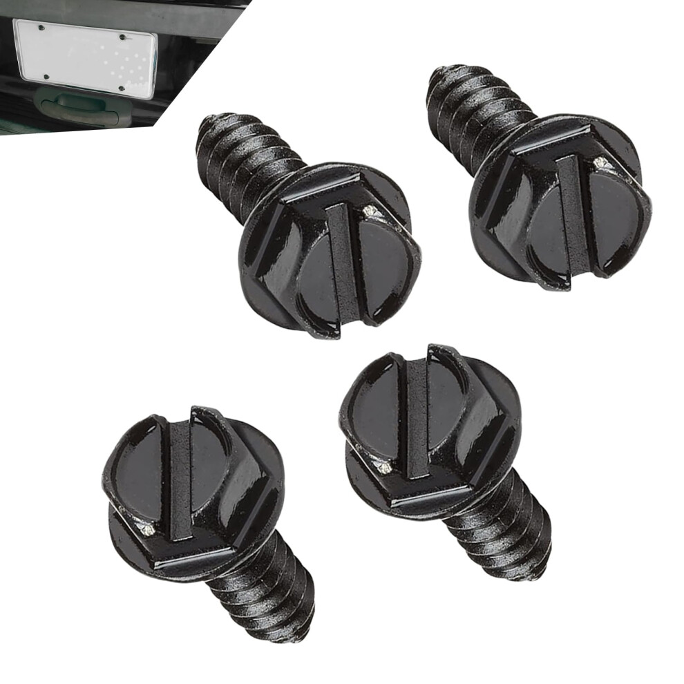 4Pcs Stainless Steel License Plate Screws And Bolts Kit, Rustproof, Universal For Cars And Suvs, Black 9455672729161