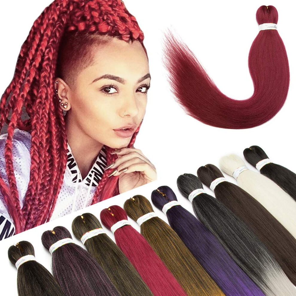 Unisex Box Braid Hair Extensions 26 Inch Pre Stretched Crochet Braids Yaki Straight Synthetic 8 Packs