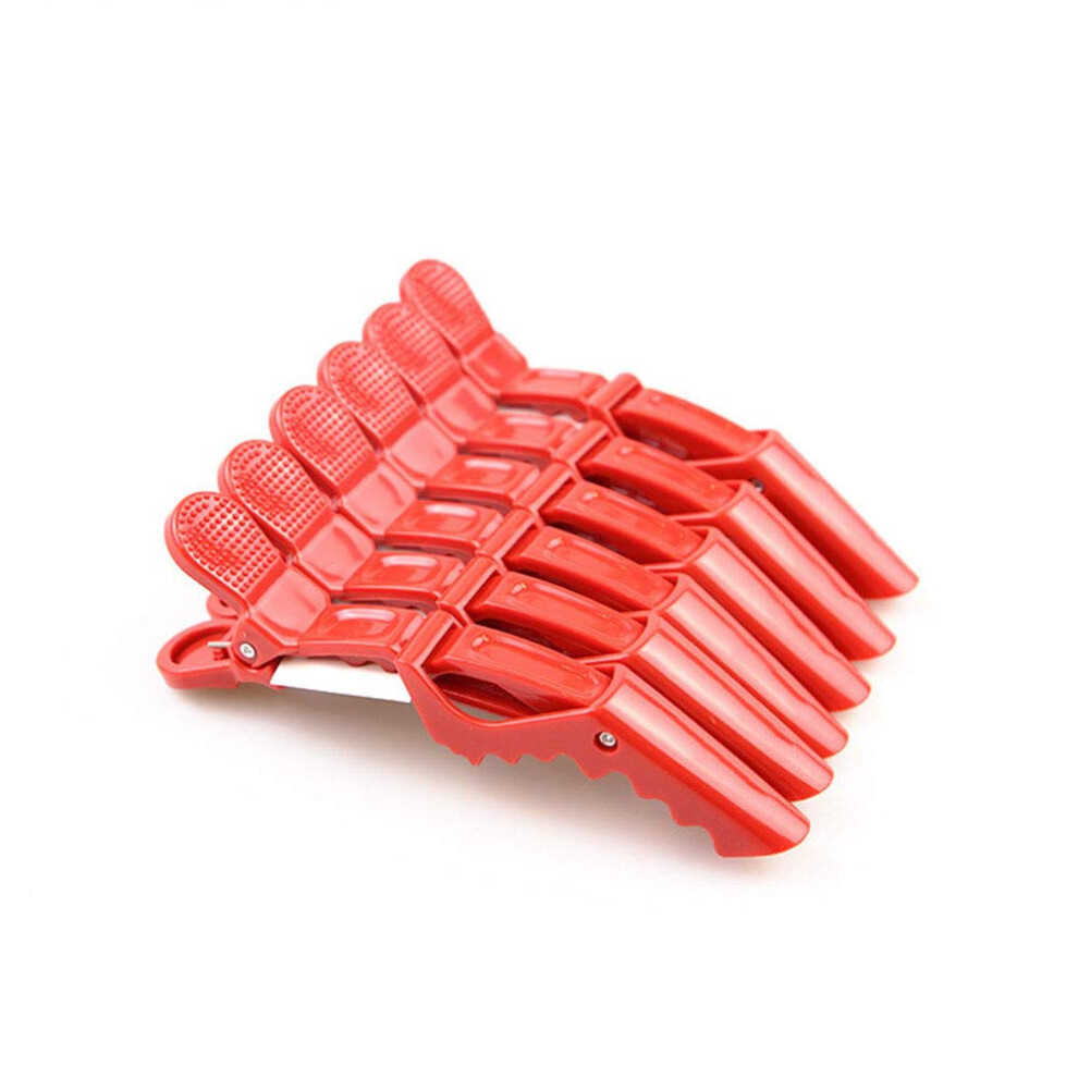 Unisex Red Hair Sectioning Clips 6 Pack Salon Duckbill Styling Clips With Secure Antislip Grip