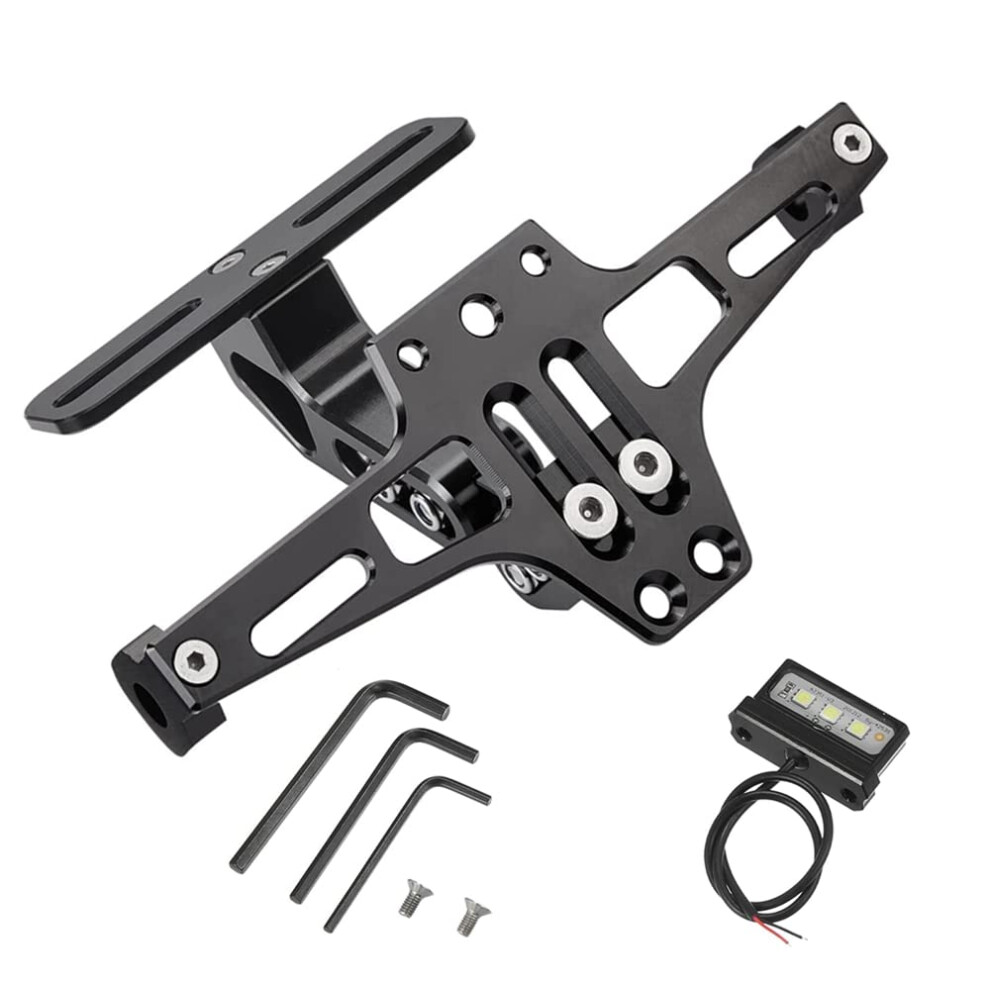 Universal Motorcycle License Plate Bracket Fender Eliminator Kit With Led Cnc Aluminum Adjustable Light 9455672729741