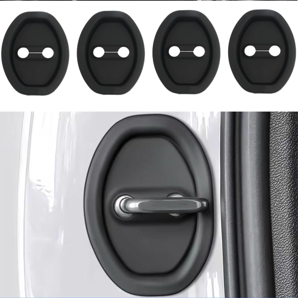 4Pcs Universal Silicone Car Door Latch Cover And Lock Protector For Rust And Noise Reduction Black 9455672730082