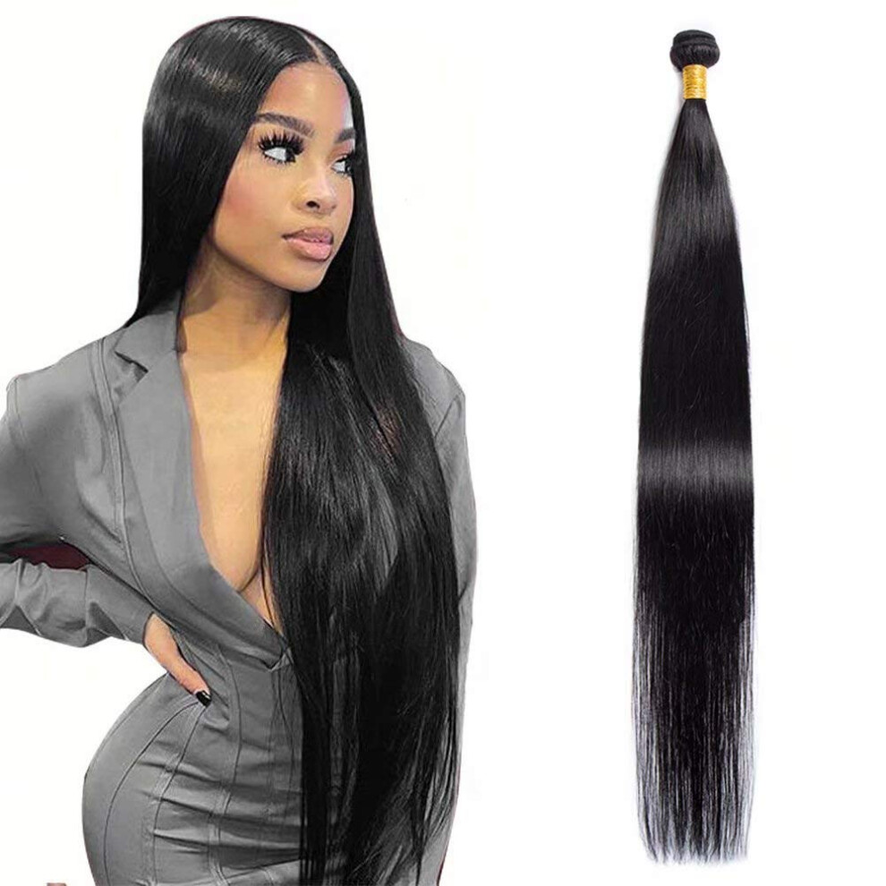 Unisex Black Malaysian Virgin Straight Hair Bundle 10A Grade Unprocessed Human Hair Weave Natural 28 Inch