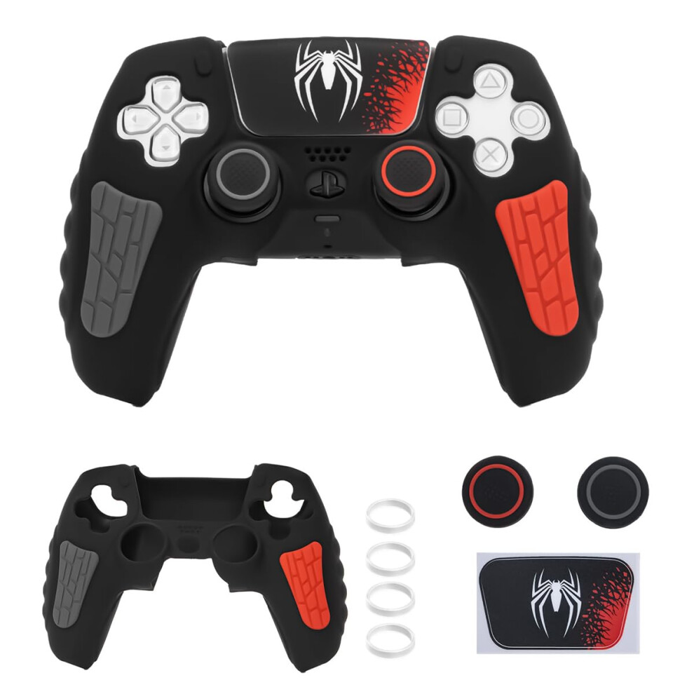 Cover For Ps5 Controller Antislip Sweatproof Silicone Case With Thumb Grip Caps Black 9113335684720
