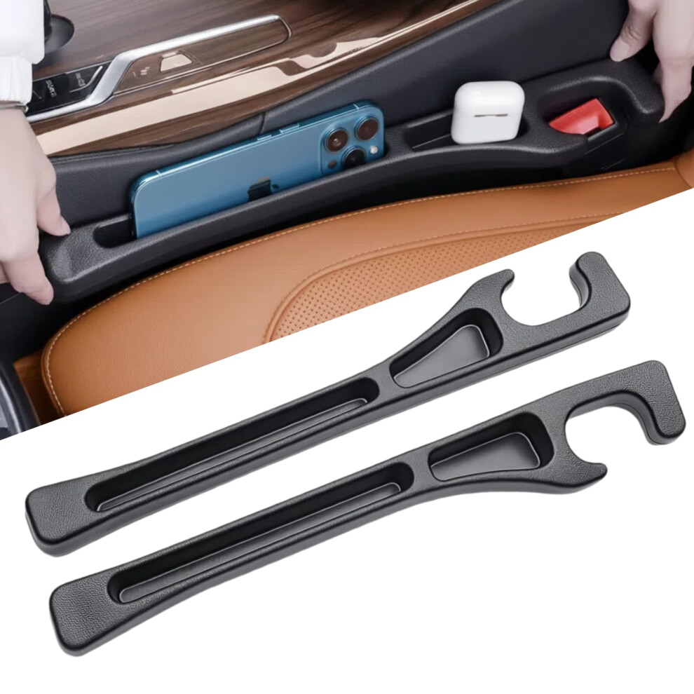 2 Pack Universal Car Seat Gap Organizer Pu Leather Â Prevent Item Drops And Quick Access Storage For Cars Suvs Trucks Black 9053599065388