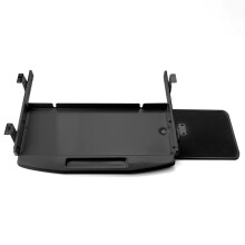 Under Desk Keyboard Tray with 360 Rotating Mouse Platform, Adjustable Height Sliding Tray, SpaceSaving Design