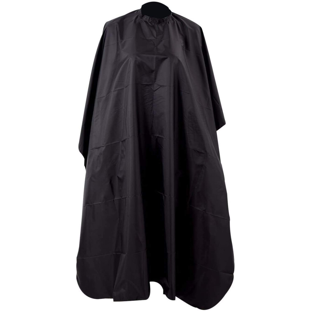 Black Waterproof Barber Cape With Adjustable Snap Closure, Professional Hair Salon Cape For Adults