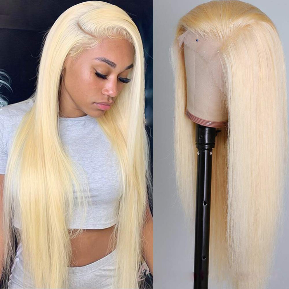 613 Blonde 13x4 Lace Front Wig Human Hair 22 Inch Straight Transparent Swiss Lace Natural Hairline