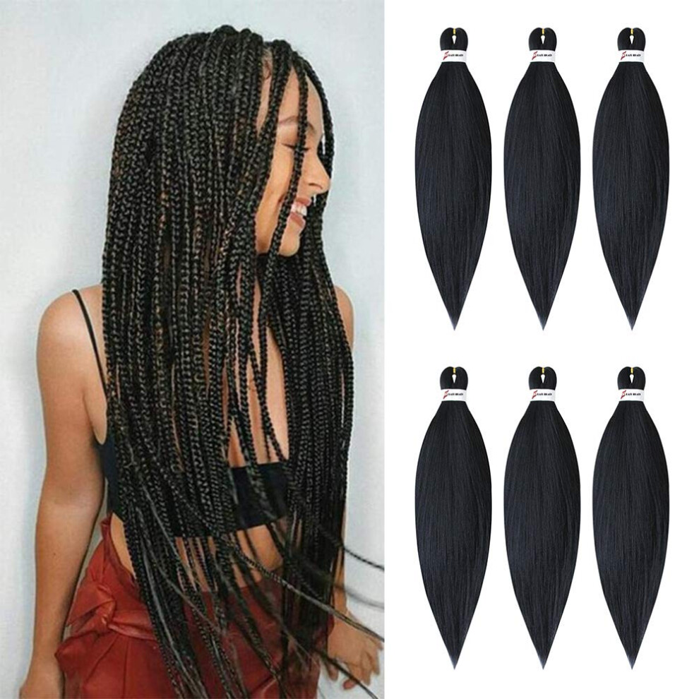 Unisex Burgundy Braiding Hair Extensions 26 Inch Prestretched Itch Synthetic Hot Water Settable 1B