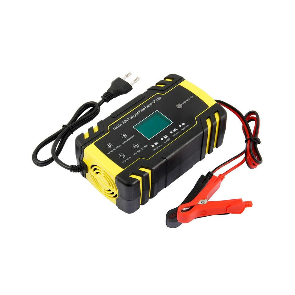 Car Battery Charger 12V 8A 24V 4A Smart Pulse With Lcd Display Eu Plug Black 9455672731058