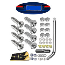 Anti Theft License Plate Screws Stainless Steel Tamper Resistant Kit with Nuts and Noise Reduction Cushions