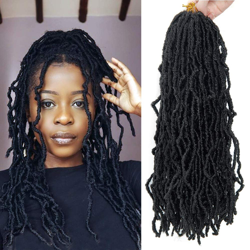 Unisex 12 Inch Faux Locs Crochet Hair 126 Strands Pack Natural Textured Dreadlock Extensions 1B
