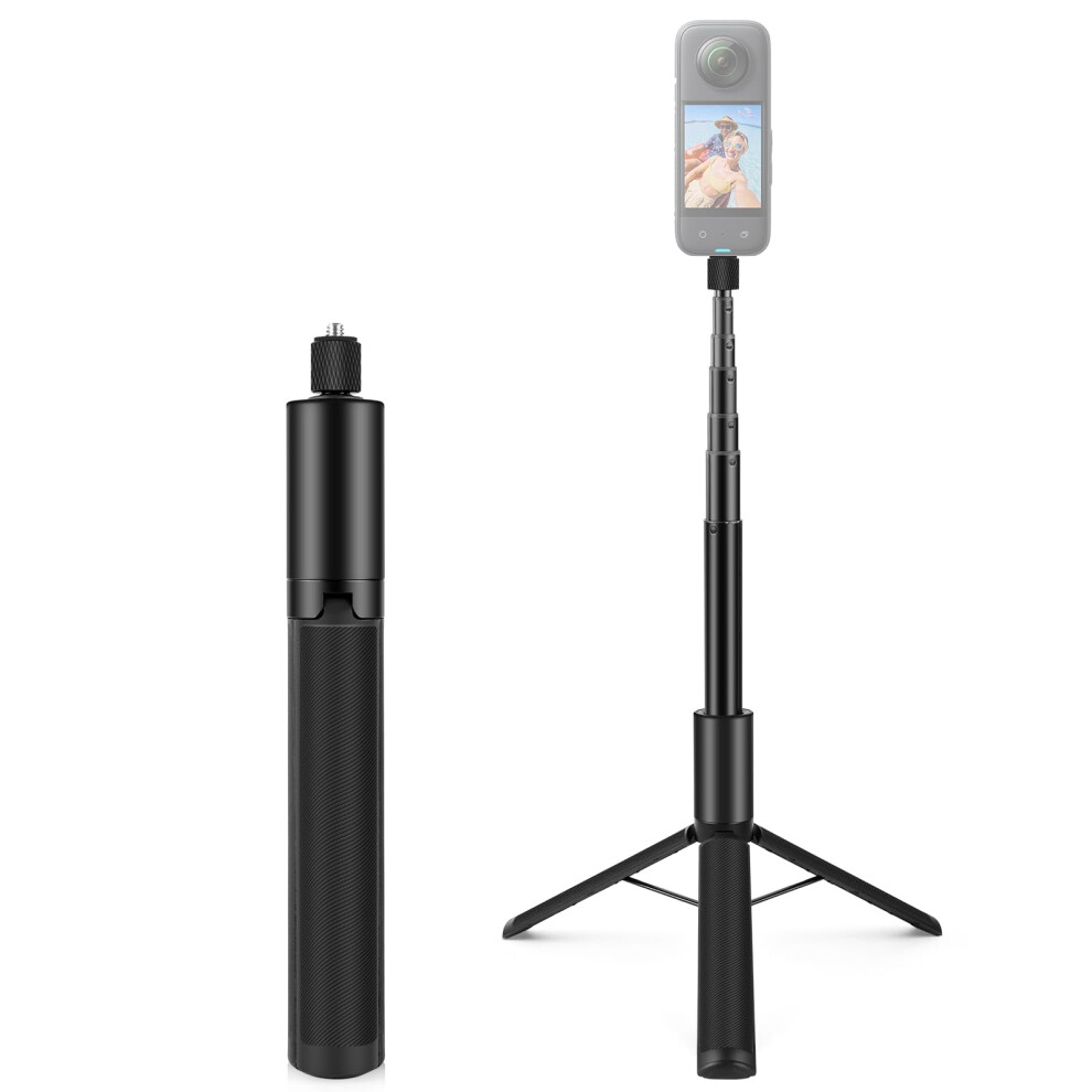 Invisible Selfie Stick 122Cm Aluminum Alloy Retractable Tripod Grip For Insta360 X3 X4 X5 9113335685246