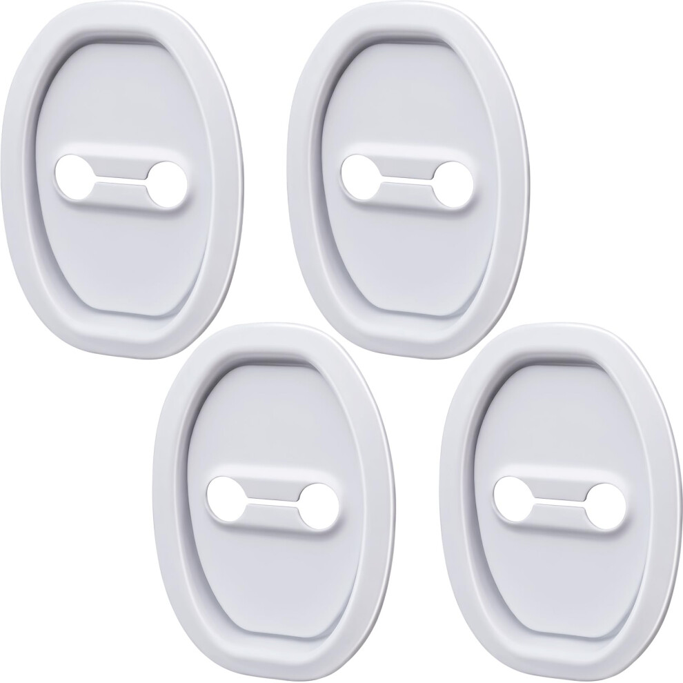4Pcs Car Door Latch Cover Silicone Lock Protector Noise Reduction Weatherproof Guard White 9455672731133
