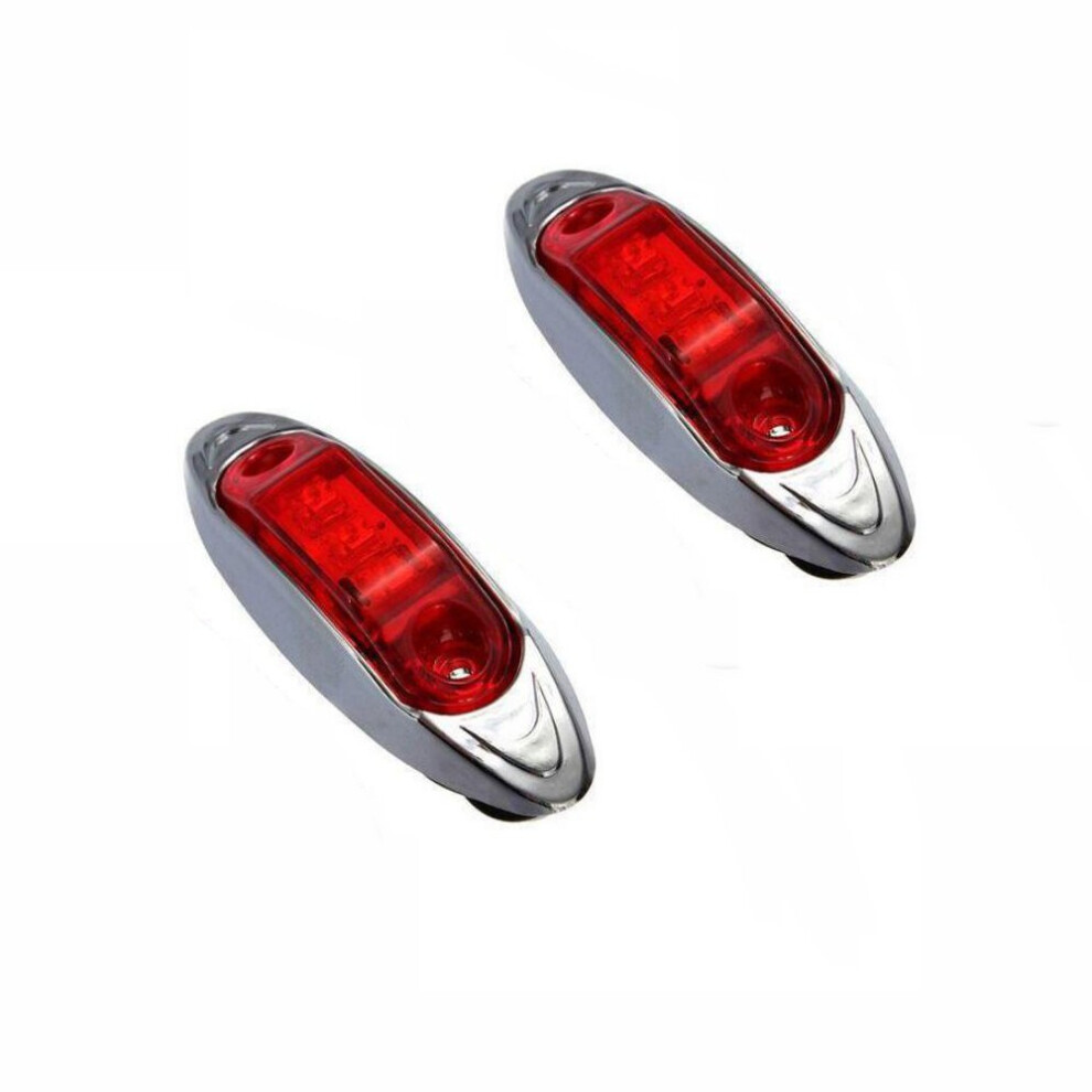 Universal Waterproof Led Side Marker 3 Leds Lens Chrome For Truck Trailer Rv Camper Light/Amber/Red 9053599066156