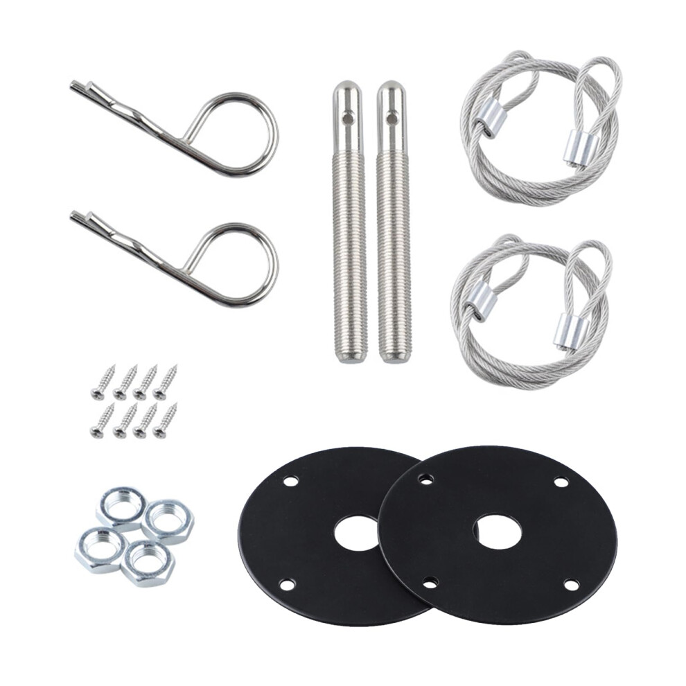 Hood Pins Racing Hood Latch Kit With Safety Lanyard, Universal Fit For Cars Trucks Suvs, Black 9455672731294