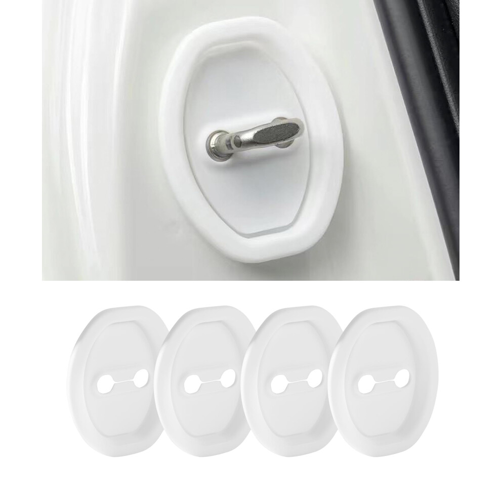 4Pcs Car Door Latch Cover With Rust Protection Noise Reduction Shock Absorption Universal Fit White 9053599066224