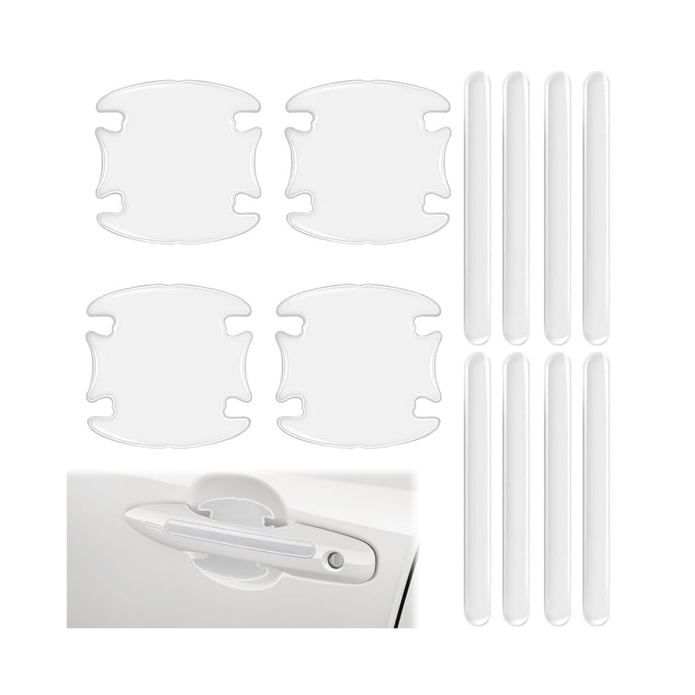 12Pcs Transparent Car Door Handle Protector Film, Clear Antiscratch Car Door Bowl Guard Stickers, Waterproof Pvc Universal Fit 9455672731645
