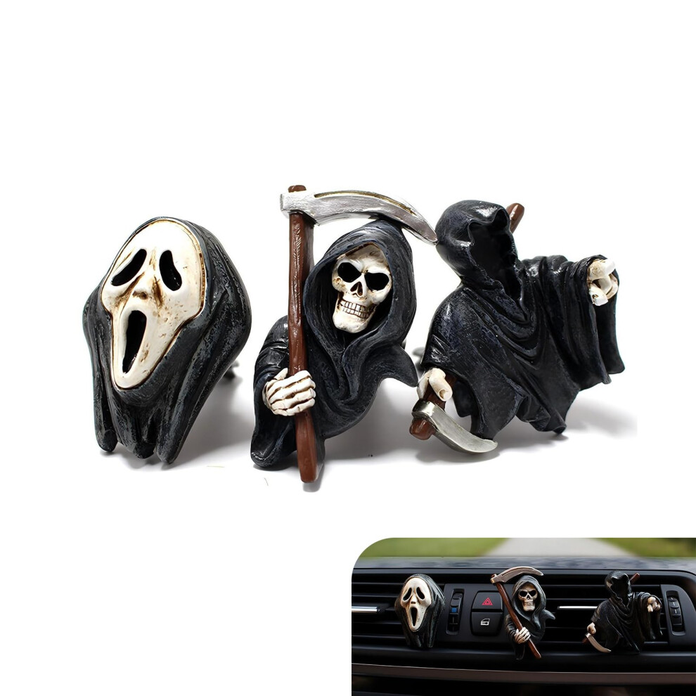 Halloween Car Vent Clip Skull Air Freshener Ghost Resin Interior Decoration Gift Dark/Black 9455672731706