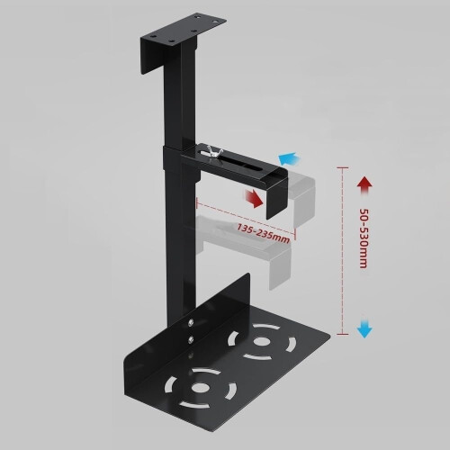 Under Desk PC Mount Adjustable CPU Holder White Steel SpaceSaving Stand for Computer Tower 2