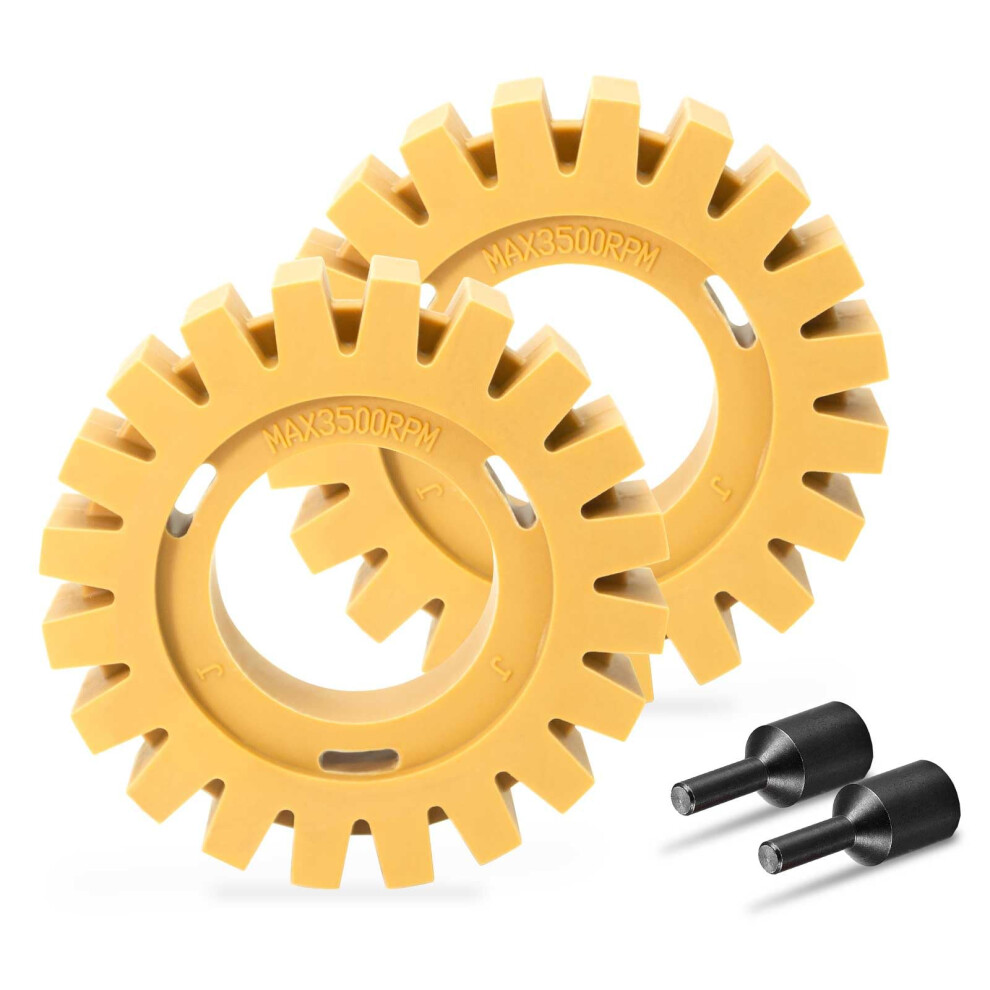 2 Pcs Decal Eraser Wheel Set, Rubber Adhesive Remover For Grinder, Paintsafe Pinstripe And Sticker Removal 9455672731768