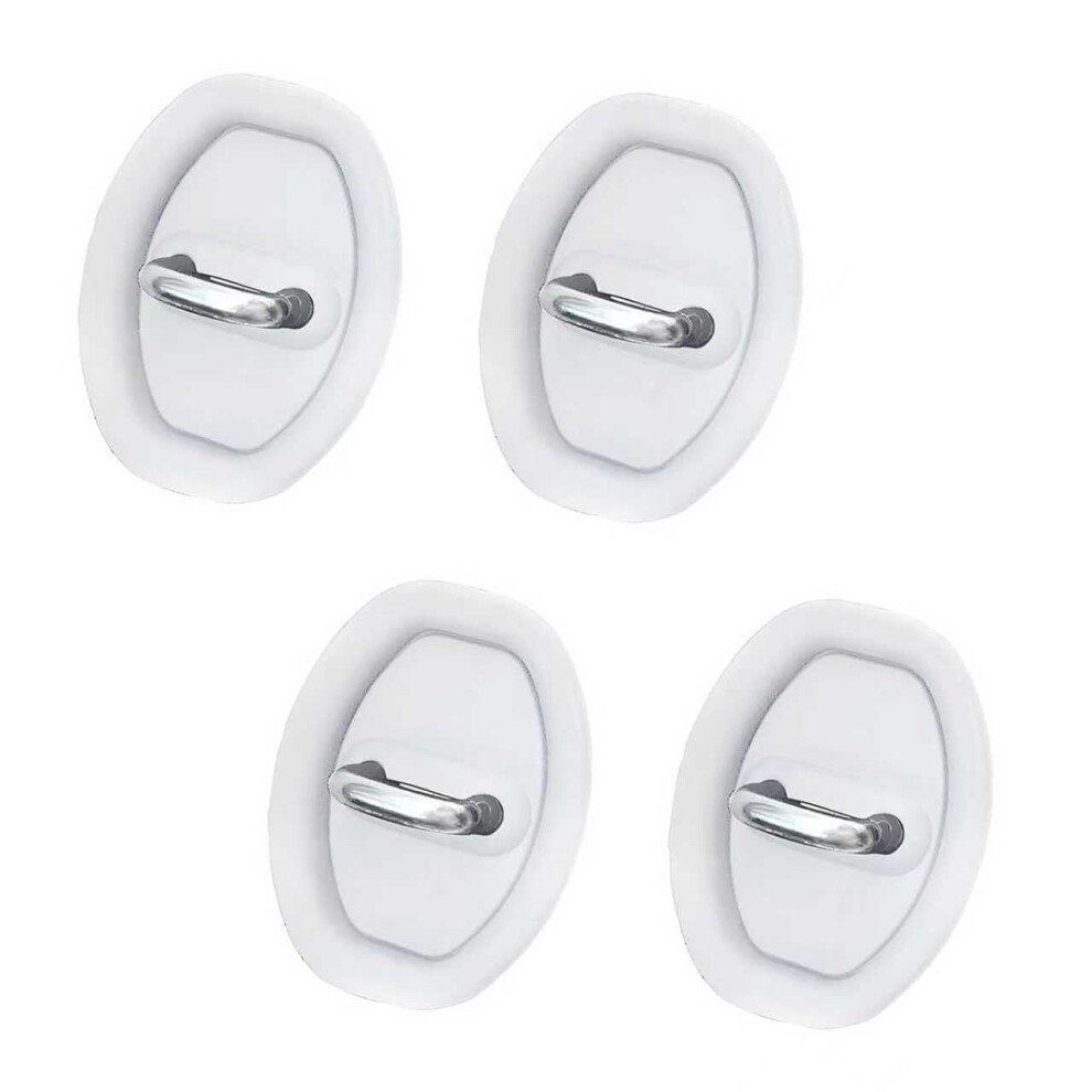 4 Pcs Car Door Latch Cover Silicone Shock Absorbing Waterproof Protector Noise Reduction White 9455672731942