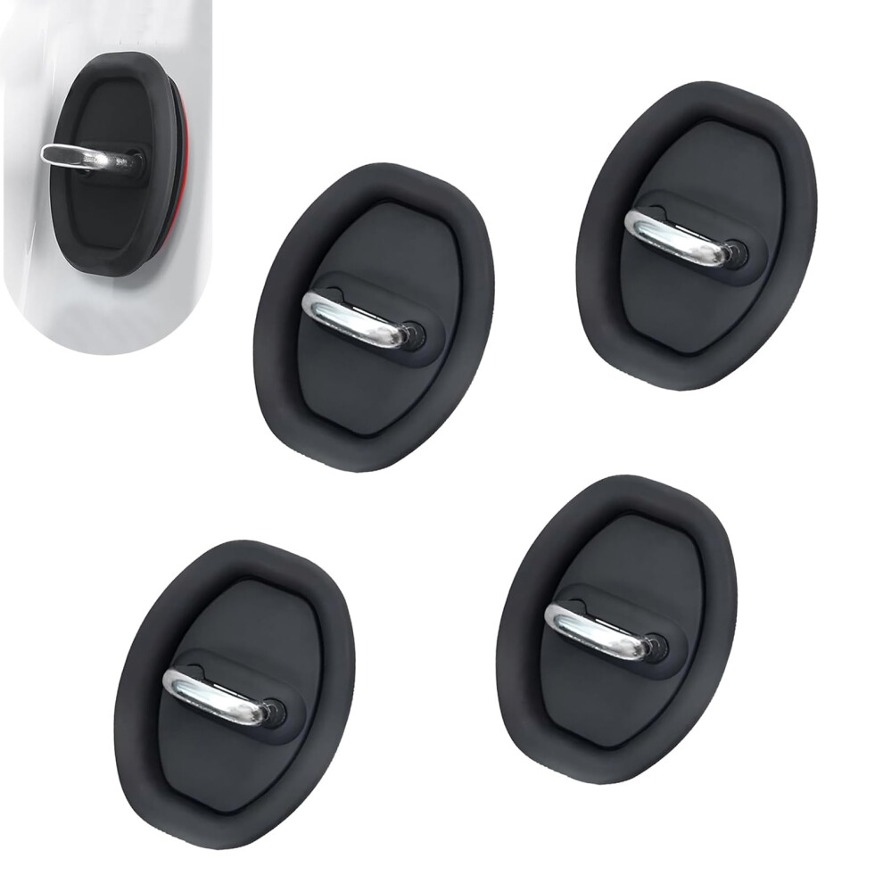 4Pcs Car Door Latch Cover Silicone Protector Anti Rust Noise Reduction Self Adhesive Black 9053599067320