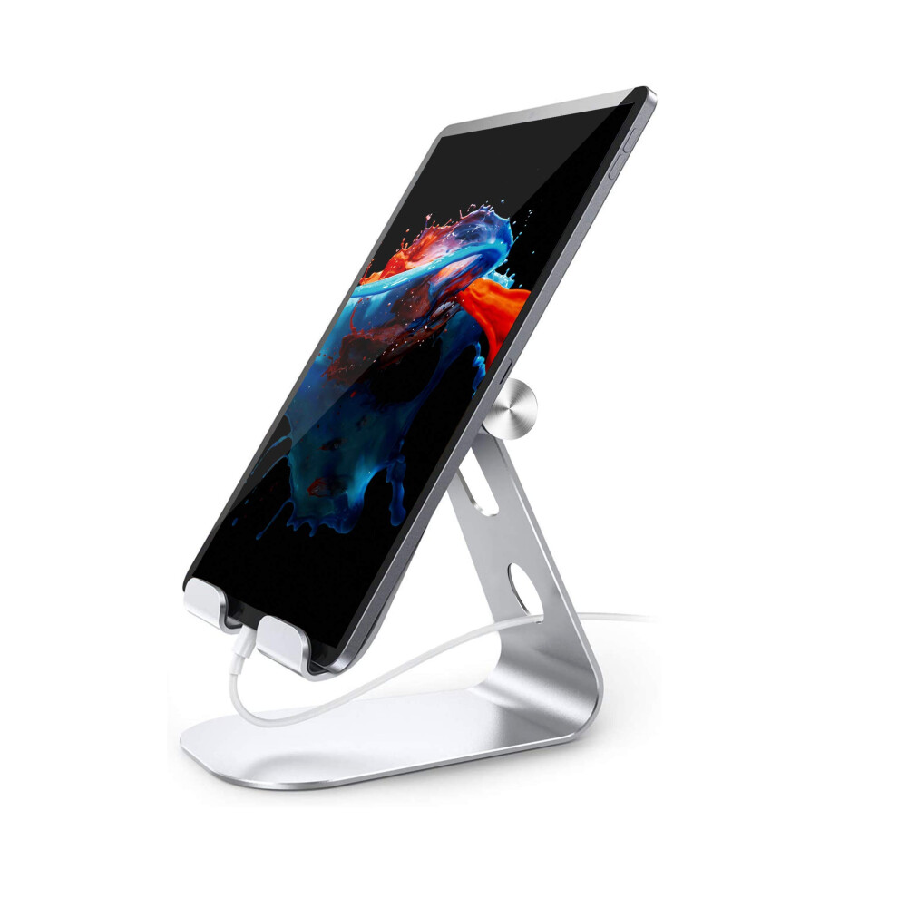 Cell Phone And Tablet Stand, Adjustable Aluminum Phone Holder For Desk With Viewing Angle Silver 9070919892028