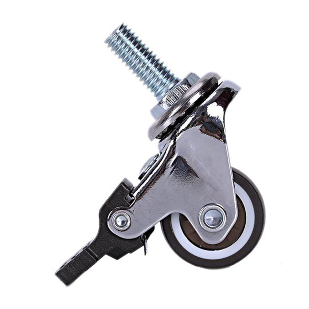 4Pcs 1 Inch Tpe Silent Swivel Caster Wheels With Brake M8 Stem For Furniture And Bookcase 9174973424574